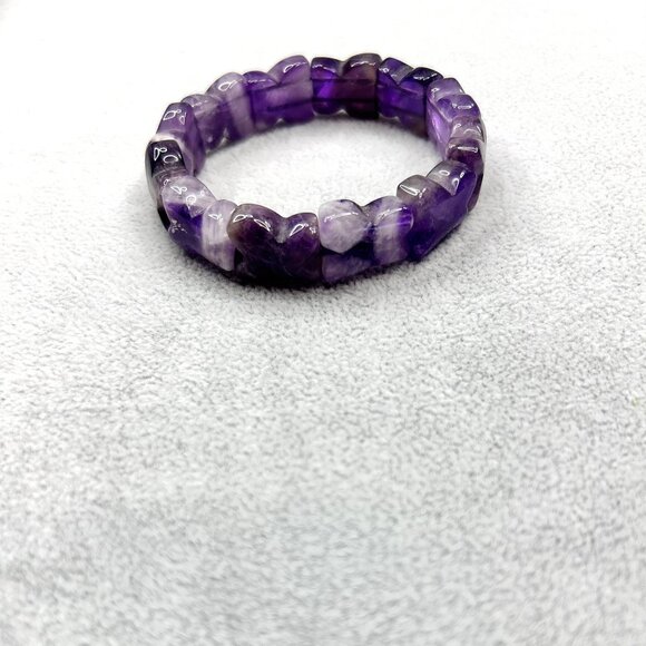 Amethyst  Butterfly Design Stretch Bracelet - Picture 2 of 5